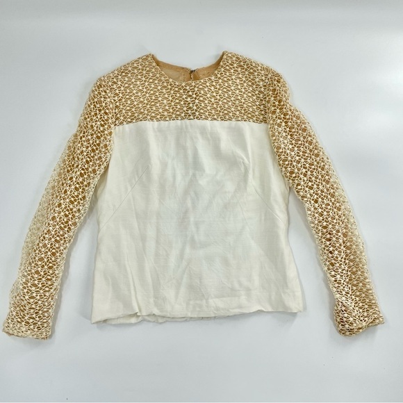 Vintage CAROL CRAIG raw silk and crochet Blouse - Picture 1 of 11
